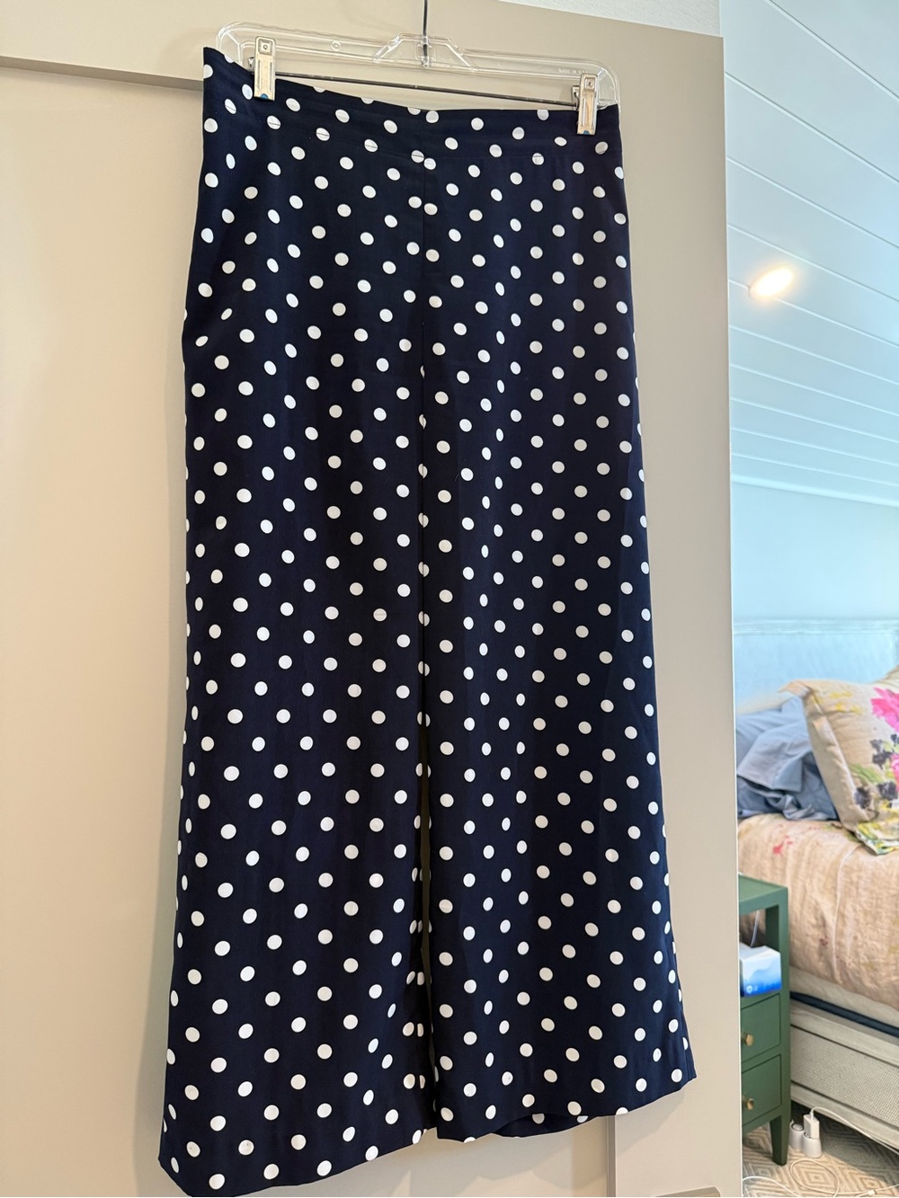 Navy Polka Dot Wide Leg Pants
